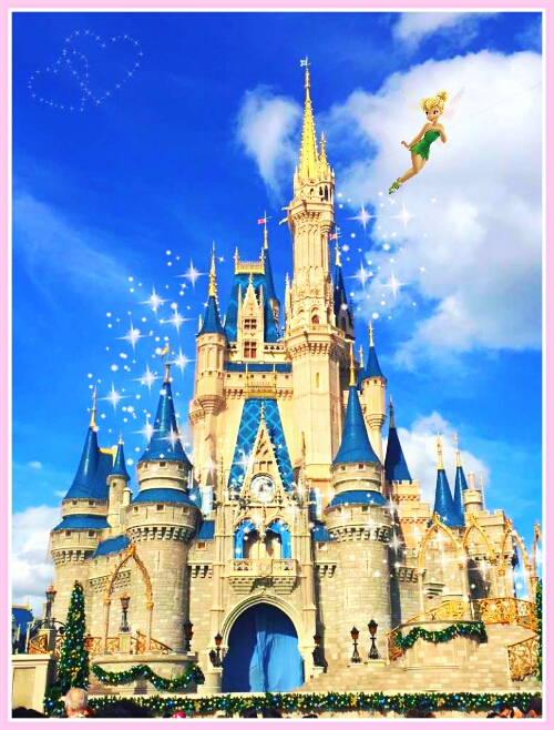 Disney castle tinkerbell magical vibrant happy...