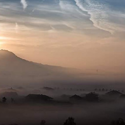 sunrise mountain cloudy foggymorning